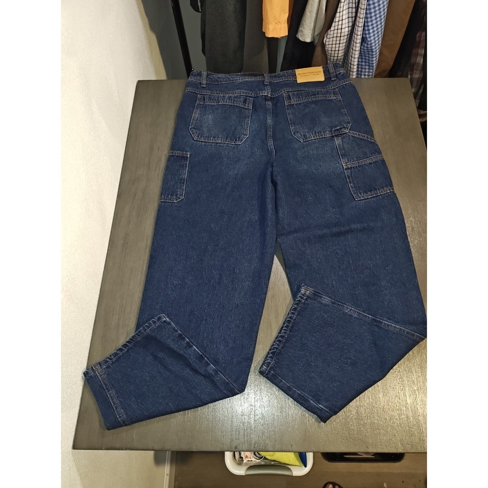 Monkey Ride Jeans Womens Size 9 Carpenter Utility Wide Leg Dark Wash Denim - Picture 3 of 13